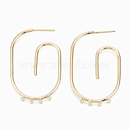 Brass Stud Earring Findings, with 4 Loops, Nickel Free, Real 18K Gold Plated, 25x40mm, Hole: 0.8mm, Pin: 0.7mm(KK-S356-141G-NF)