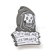 Halloween Enamel Pins, Gunmetal Alloy Badge for Women, Ghost, 29x20x1.5mm(JEWB-Q035-01C)