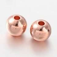 Solid Round Brass Beads, Rose Gold, 6mm, Hole: 1mm(KK-L129-38RG)