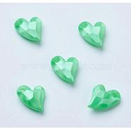 Acrylic Pendants, Imitation Pearl, Heart, Faceted, Aquamarine, 11x9x4mm, Hole: 0.5mm(MACR-P120-11mm-P10)