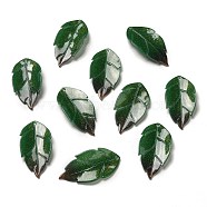 Acrylic Pendants, Leaf, Green, 30~31x15~16x3~4mm, Hole: 1~1.4mm(SACR-C002-17)