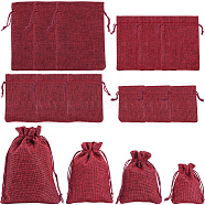 16Pcs 4 Styles Polyester Imitation Burlap Packing Pouches Drawstring Bags, for Christmas, Wedding Party and DIY Craft Packing, Dark Red, 9~18x7~13cm, 4pcs/style(ABAG-BBC0001-01D)