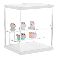 3-Tier Transparent Acrylic Minifigures Display Case, Dustproof Case for Models, Building Blocks, Doll Display Holder, Rectangle, White, Fihished Product: 15x14.5x19cm(ODIS-WH0043-68B)