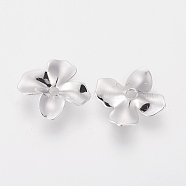 Brass Beads, Nickel Free, Long-Lasting Plated, Flower, Real Platinum Plated, 14x13.5x2mm, Hole: 1.8mm(KK-E768-38B-P)