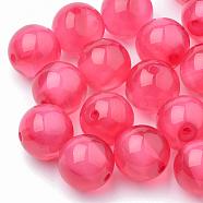 Resin Beads, with Glitter Powder Inside, Round, Cerise, 20mm, Hole: 3mm(RESI-Q160-20mm-4)