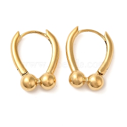 Real 18K Gold Plated 304 Stainless Stee Hoop Earrings, Geometry, 20x14.5mm(EJEW-U009-02G-02)