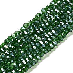 Transparent Glass Beads, Faceted, Round, Sea Green, 4.5x4mm, Hole: 1mm, about 94~95pcs/strand, 13.98''(35.5cm)(EGLA-A035-T4mm-B10)