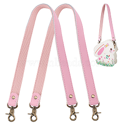 Leather Bag Straps, with Antique Bronze Tone Swivel Clasps, Pearl Pink, 59.5x1.95x1.1cm(FIND-WH0139-335B)