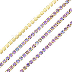 Brass Rhinestone Strass Chains, AB Color Rhinestone Cup Chain, Raw(Unplated), Light Amethyst AB, 2x2.5mm, about 23.62 Feet(7.2m)/Strand(CHC-N017-003B-A02)