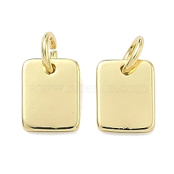 Brass Pendants, Rectangle Charms, Stamping Blank Tag, Cadmium Free & Lead Free, Rack Plating, Long-Lasting Plated, Real 18K Gold Plated, 9x7x1.5mm, Hole: 3.5mm, Jump Ring: 5x0.8mm(KK-D229-11G)