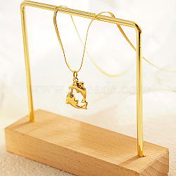 Stainless Steel Pendant Necklace for Women, Dolphin, Golden, 17.72 inch(45cm)(ZY3994-1)