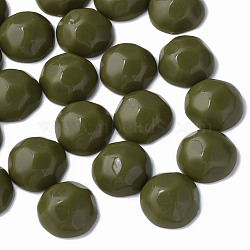 Opaque Acrylic Cabochons, Faceted, Half Round, Dark Olive Green, 23x22x11mm, about 140pcs/500g(MACR-S373-138-A10)