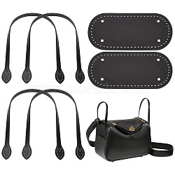 Elite Bag Replacement Accessories, Including PU Leather Bag Straps and Oval Long Bottom, Black, Bag Straps: 59.4x3.16x0.36cm, 4pcs, Bottom: 25x12x0.11cm, Hole: 5mm, 2pcs(FIND-PH0020-16)