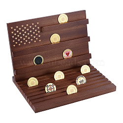 Wooden Commemorative Coin Organizer Slotted Display Stands, Rectangle, Coconut Brown, 30.5x21.5x21.5cm(ODIS-WH0086-228A)