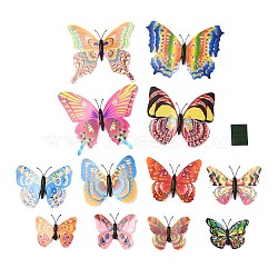3D Plastic Wall Stickers, with Adhesive Tape, for Home Living Room Bedroom Wall Decorations, Butterfly, Mixed Color, 42~102x59~120x5.5mm, 12pcs/set(DIY-F077-01A)
