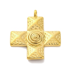 304 Stainless Steel Pendants, Real 18K Gold Plated, Cross, 47x41x5mm, Hole: 4mm(STAS-Z096-02G-03)