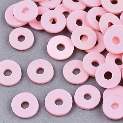 Handmade Polymer Clay Beads, for DIY Jewelry Crafts Supplies, Disc/Flat Round, Heishi Beads, Pearl Pink, 8x1mm, Hole: 2mm, about 650pcs/50g(X-CLAY-Q251-8.0mm-92)