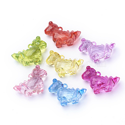 Transparent Acrylic Pendants, Dinosaur Shaped, Mixed Color, 37x49x19mm, Hole: 3mm, about 40pcs/500g(TACR-T002-08)