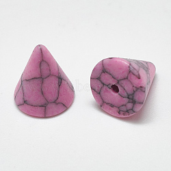 Synthetic Turquoise Beads, Half Drilled, Cone, Dyed, Hot Pink, 8.5x7.5~8mm, Hole: 1mm(TURQ-S290-75)