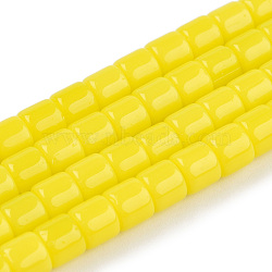 Opaque Solid Glass Bead Strands, Column, Yellow, 5~5.5x4~4.5mm, Hole: 1.4mm, about 95~99pcs/strand, 15.28 inch~39.3 inch(38.8~39.3cm)(GLAA-N047-09-F03)