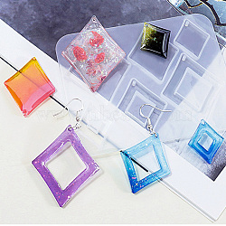DIY Playing Card Theme Pendants Silicone Molds, Resin Casting Molds, for UV Resin, Epoxy Resin Jewelry Making, Diamond, Rhombus, 100x78x4.5mm, Hole: 1.8mm, Inner Diameter: 26~47x21~39x4.5mm(DIY-C076-01A)