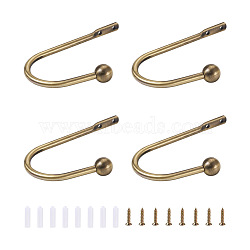 Zinc Alloy U Shape Hook Hangers Curtain, with Plastic Nut and Alloy Screws, for Bag Clothes Curtain Hanging Holder, Antique Bronze, 155x110x8~11mm, Hole: 5mm(SW-TAC0002-07A)