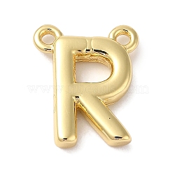 Rack Plating Brass Pendants, Long-Lasting Plated, Lead Free & Cadmium Free, Letter Charms, Real 18K Gold Plated, Letter R, 11x9x2mm, Hole: 1mm(KK-L216-003G-R)