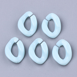 Opaque Acrylic Linking Rings, Quick Link Connectors, For Jewelry Curb Chains Making, Twist, Light Sky Blue, 19x13x4mm, Inner Diameter: 5x9mm, about 1250pcs/500g(SACR-R248-01G)