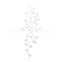 Cotton Embroidery Ornament Accessories, Appliques, Flower, Silver, 450~470x1mm(AJEW-WH20020-044A)