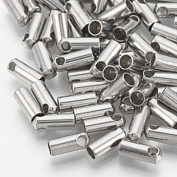 304 Stainless Steel Cord Ends, End Caps, Stainless Steel Color, 8x3.5mm, Hole: 2mm, 3mm Inner Diameter(X-STAS-S028-42)