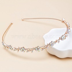 Iron with Rhinestone Hair Bands for Girl, Rose Gold, 150x130mm(PW-WG77244-08)