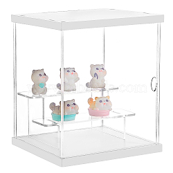 3-Tier Transparent Acrylic Minifigures Display Case, Dustproof Case for Models, Building Blocks, Doll Display Holder, Rectangle, White, Fihished Product: 15x14.5x19cm(ODIS-WH0043-68B)