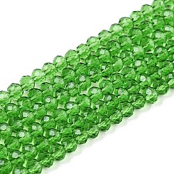 Glass Beads Strands, Faceted, Rondelle, Lime, 2.9~3.3x2mm, Hole: 0.8mm, about 148~150pcs/strand, 15.55~15.75 inch(39.5~40cm)(EGLA-A044-T2mm-D11)