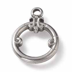 304 Stainless Steel Toggle Clasps Parts, Ring, Stainless Steel Color, 21x15x2mm, Hole: 2mm(STAS-K209-03P)