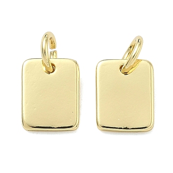 Brass Pendants, Rectangle Charms, Stamping Blank Tag, Cadmium Free & Lead Free, Rack Plating, Long-Lasting Plated, Real 18K Gold Plated, 9x7x1.5mm, Hole: 3.5mm, Jump Ring: 5x0.8mm