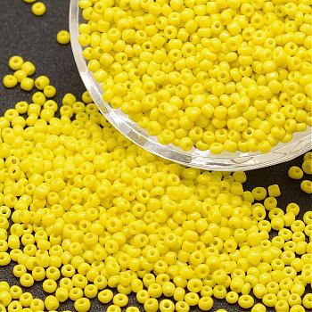 12/0 Glass Seed Beads, Grade A, Round, Opaque Colours, Yellow, 1.8~2.0mm, Hole: 0.8mm, about 28000pcs/pound