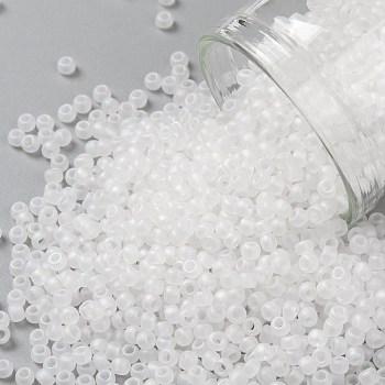 TOHO Round Seed Beads, Japanese Seed Beads, (161F) Transparent AB Frost Crystal, 11/0, 2.2mm, Hole: 0.8mm, about 5555pcs/50g