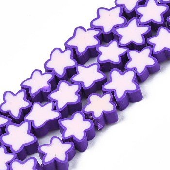 Handmade Polymer Clay Beads Strands, Star, Blue Violet, 8~10x8~10x3~4.5mm, Hole: 1.5mm, about 40pcs/strand, 12.60 inch~13.58inch (32~34.5cm)