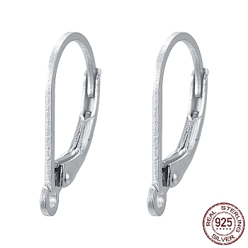 925 Sterling Silver Leverback Earrings, Silver, 16x10x1.5mm, Hole: 1mm, Pin: 0.7mm