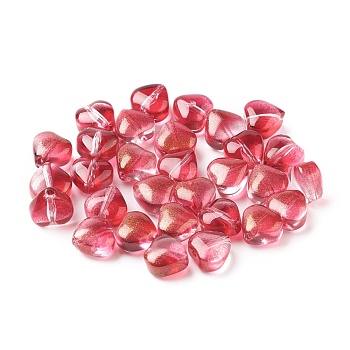 Electroplate Glass Beads, Heart, Red, 5.5x6x3.7mm, Hole: 0.8mm