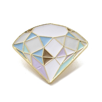 Enamel Pins, Alloy Brooches for Backpack Clothes, Diamonds, Golden, 24.5x29.5x1.5mm