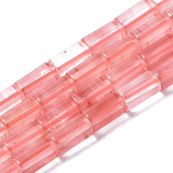 Cherry Quartz Glass Beads Strands, Column, 5~6x3mm, Hole: 0.8mm, about 62~63pcs/strand, 15.35~15.75 inch(39~40cm)