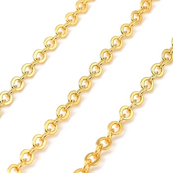 Brass Cable Chains, Soldered, with Card Paper, Real 18K Gold Plated, 4.5x4x0.5mm, about 3.28 Feet(1m)/pc