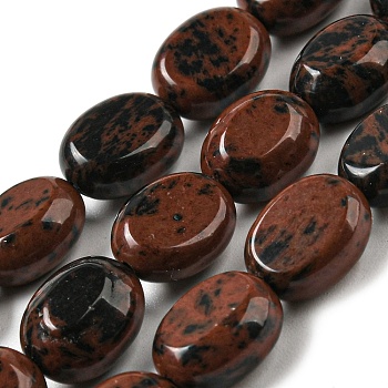 Natural Mahogany Obsidian Beads Strands, Flat Oval, 10x8x5.5mm, Hole: 0.8mm, about 39pcs/strand, 15.47''(39.3cm)