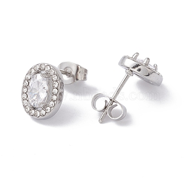 Boucles d'oreilles clous ovales zircone cubique et strass(EJEW-A080-05P)-2