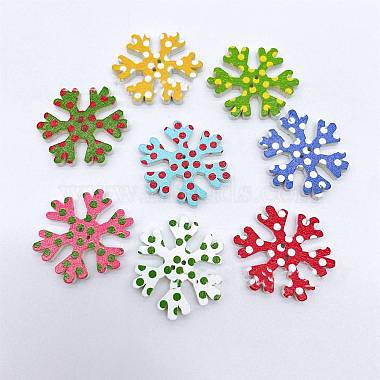 Christmas Snowflake Wooden Buttons(XMAS-PW0001-225)-2