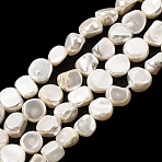Electroplated Shell Pearl Beads Strands, Nuggets, White, 4~6x5~6x3~4mm, Hole: 0.9mm, about 68~73pcs/strand, 15.75~16.14''(40~41cm)(BSHE-B008-06B)