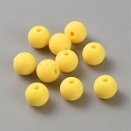 Acrylic Frosted Round Beads, Yellow, 7.8x7mm, Hole: 1.6mm(FACR-WH0001-06A-11)