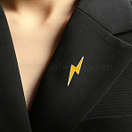 1Pc Lightning Enamel Pins, Alloy Lapel Pin Backs for Backpack Clothes, Gold, 1Pc(JEWB-LP0004-60)