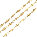 3.28 Feet 304 Stainless Steel Chains, Flat Round Link Chains, Soldered, Golden, 8x3x2mm(X-STAS-P197-047G)